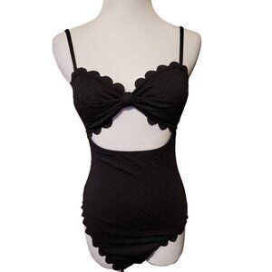 CUPSHE Women's One Piece Swimsuit ‎ Black Cutout Scallop Trim Size XS NEW